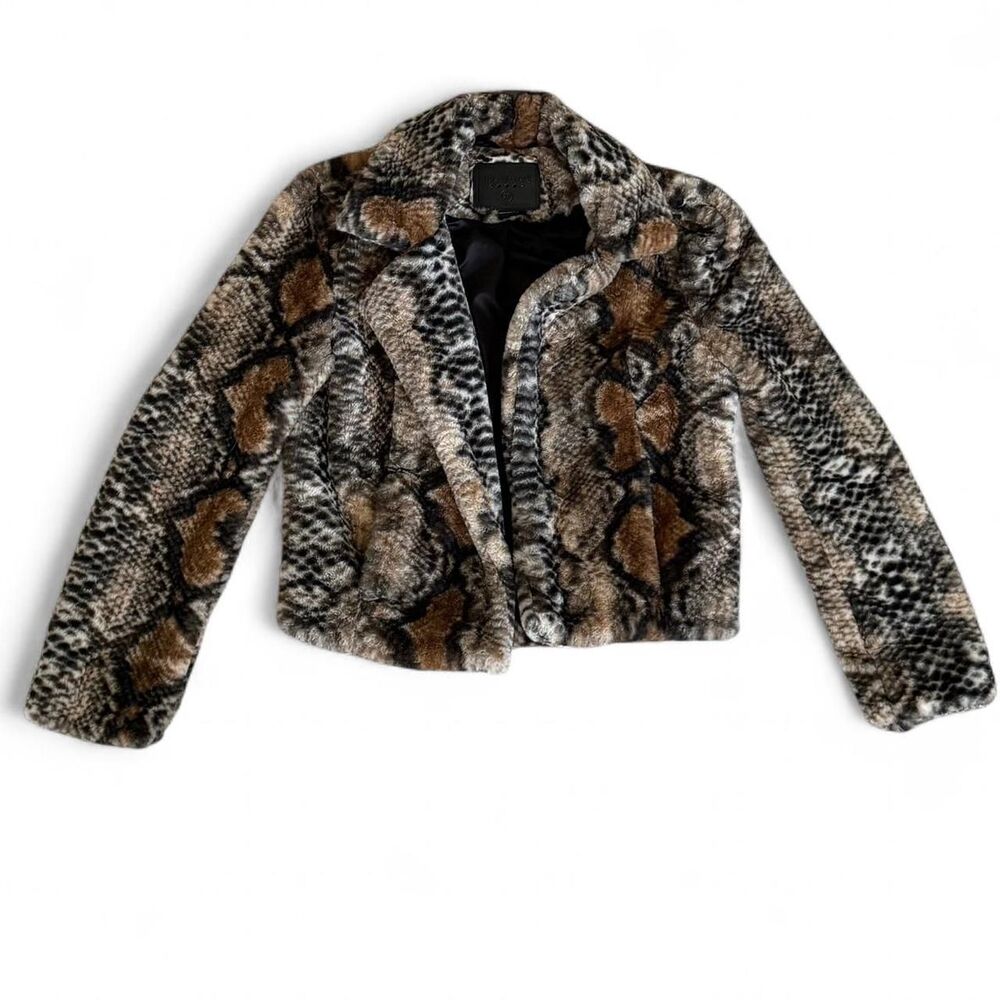 Blank NYC Faux Fur Snake Print Teddy Jacket - Size XS - Picture 3 of 8
